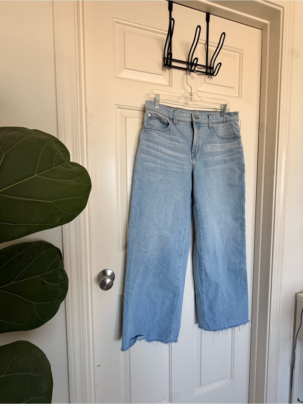 Madewell Light Blue Wide-Leg Raw-Hem Jeans